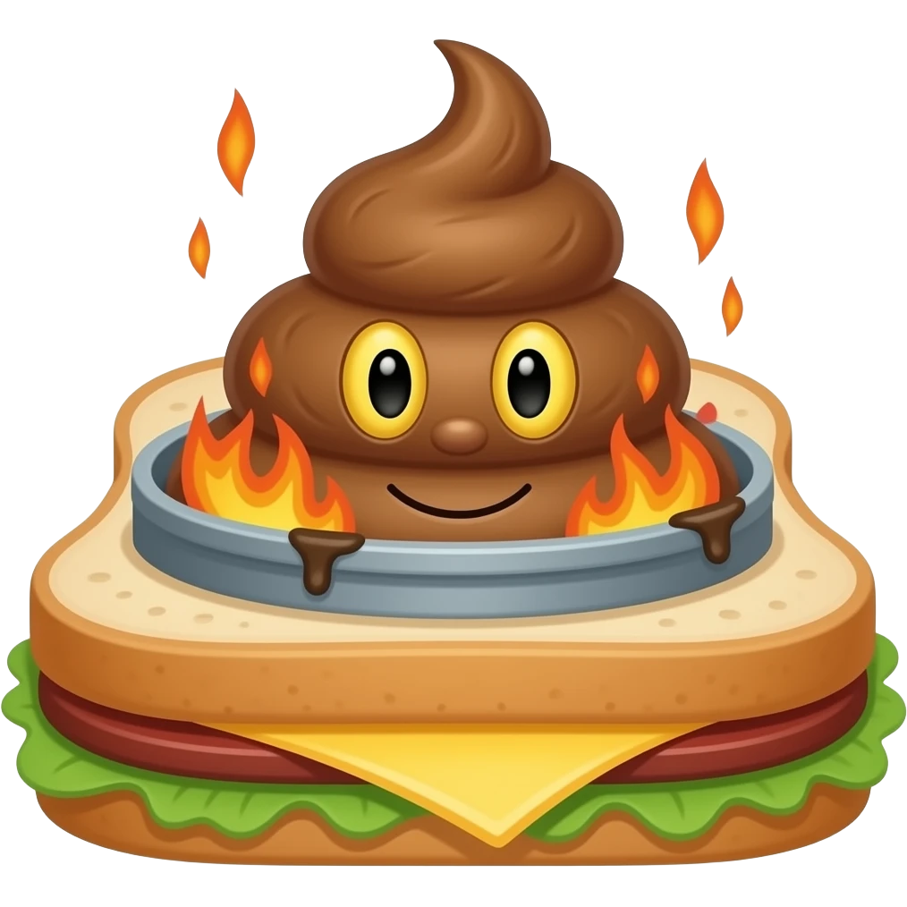 make a dumpster fire and flaming turd combination in a crap sandwich emoji