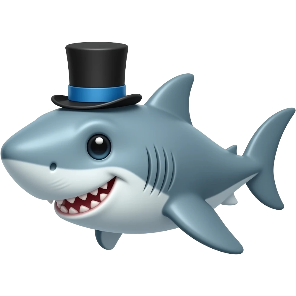 Shark with a top hat emoji