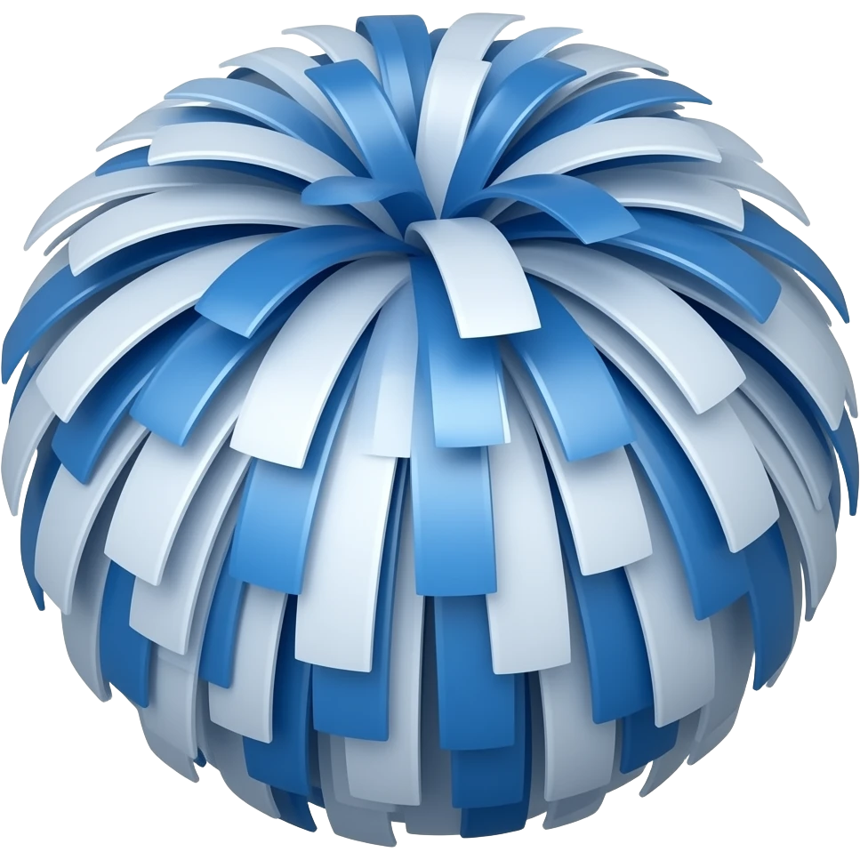 Blue and white cheer pom pom emoji