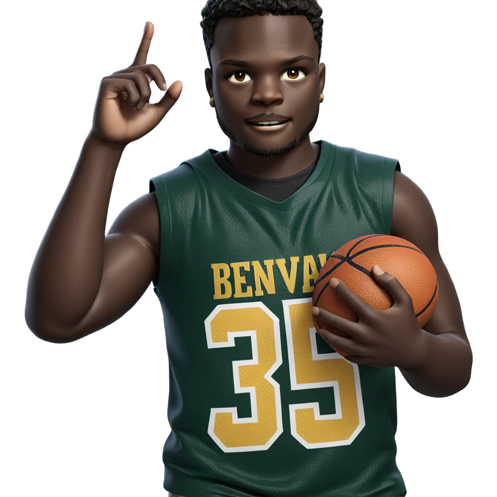 dark-skinned boy with basketball emoji