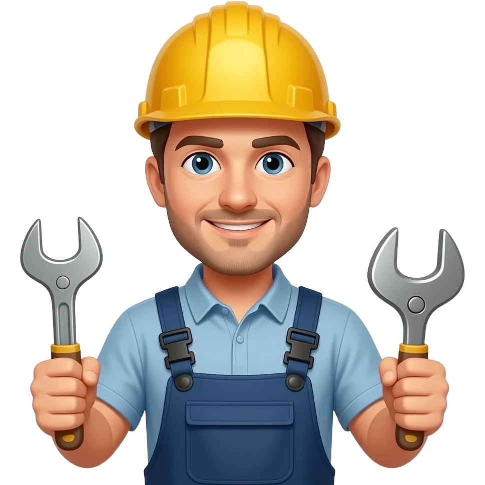 facilities staff holding tools, no the helmet emoji
