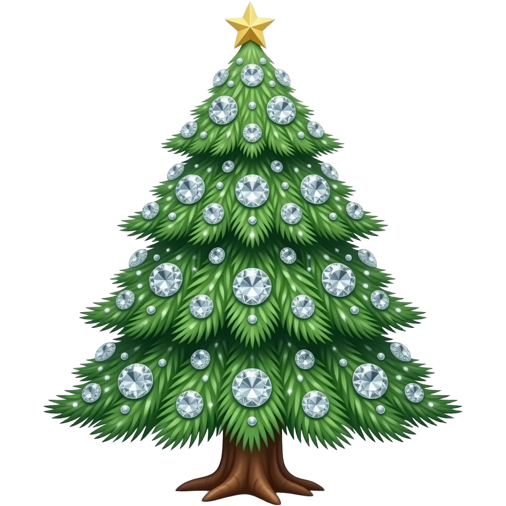 Money Rich pine tree full of diamonds emoji