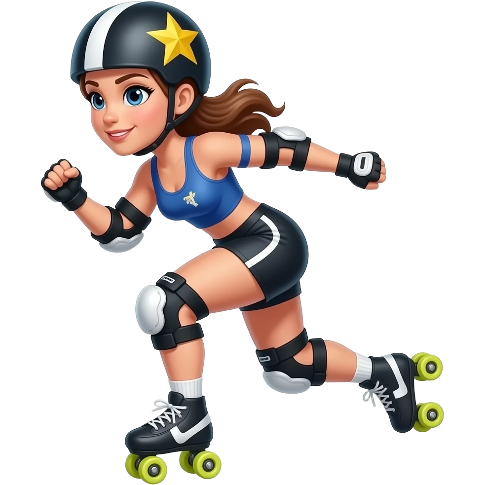 Rollerderby jammer. And in skate style. Like cool and hip (a typical lesbian). And more in action. And with the star on the head. emoji