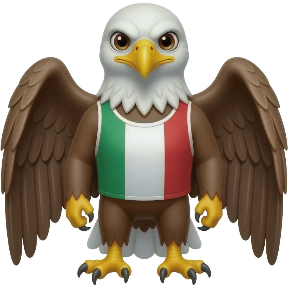 Quiero un diseño de águila mirando de frente, que salga también la bandera en Italia muy rebelde è irreverente emoji
