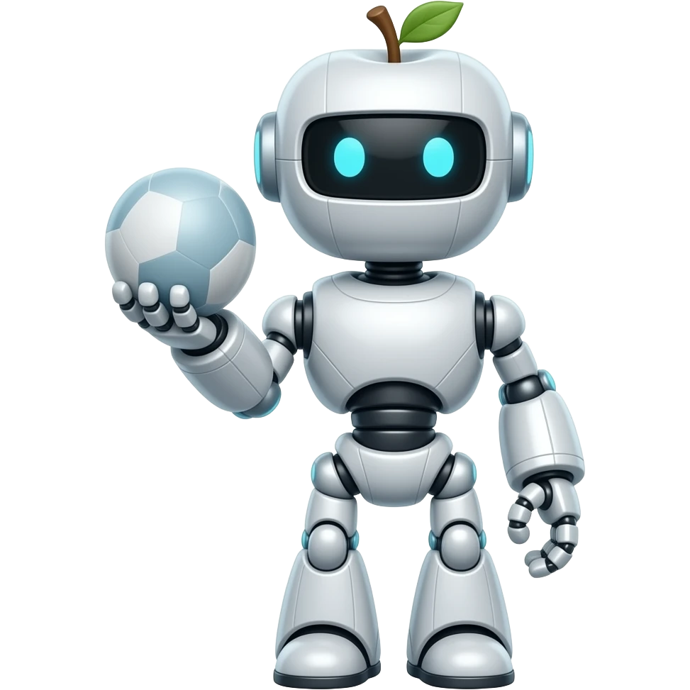 Robot With A Apple Head holding a ball emoji