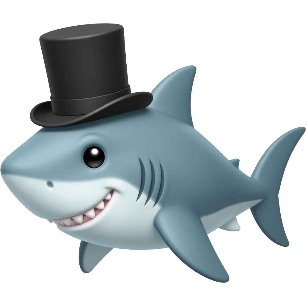 Shark with a top hat emoji
