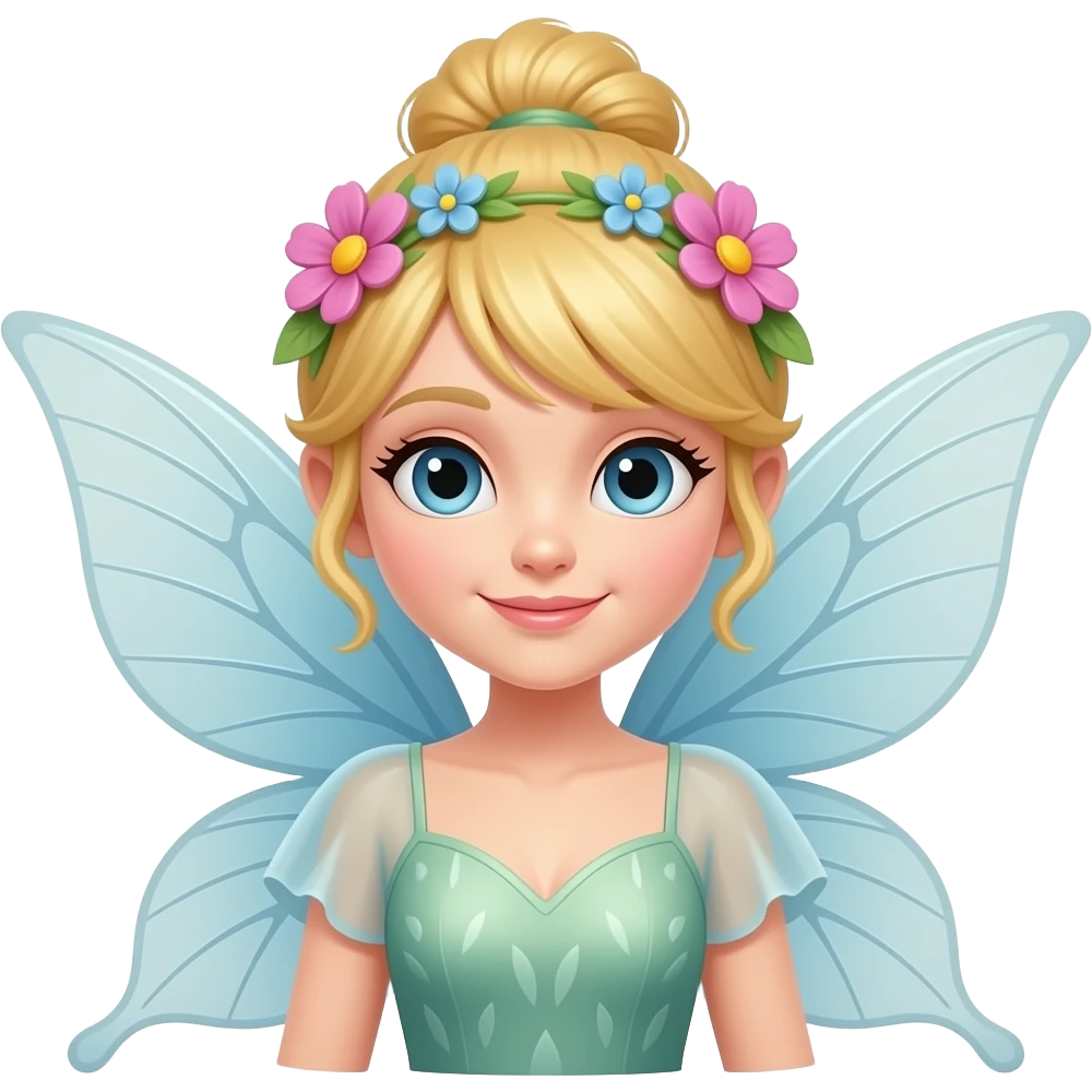 fairy with flower hair and big wings emoji