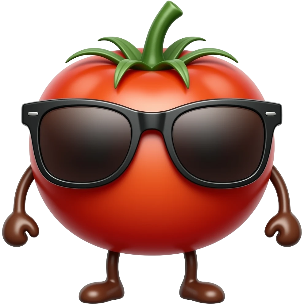sunglasses tomato with arm and leg emoji