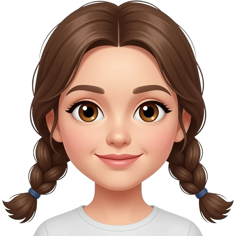 Quiero una chica guapa con dos trenzas, ojos y pelo marrones emoji