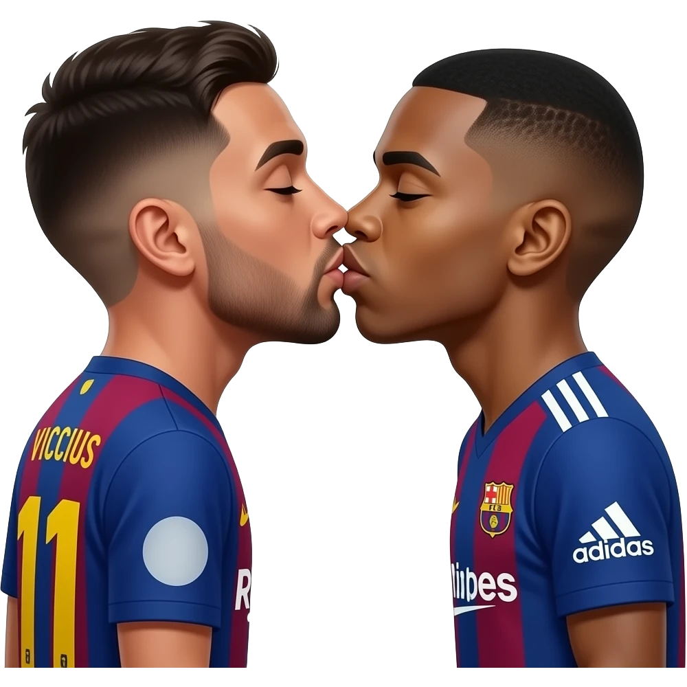 Viicius i mbape besan Escut barça emoji