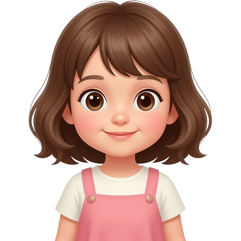 little girl, innocent expression, simple dress, warm tones, minimalist flat illustration emoji