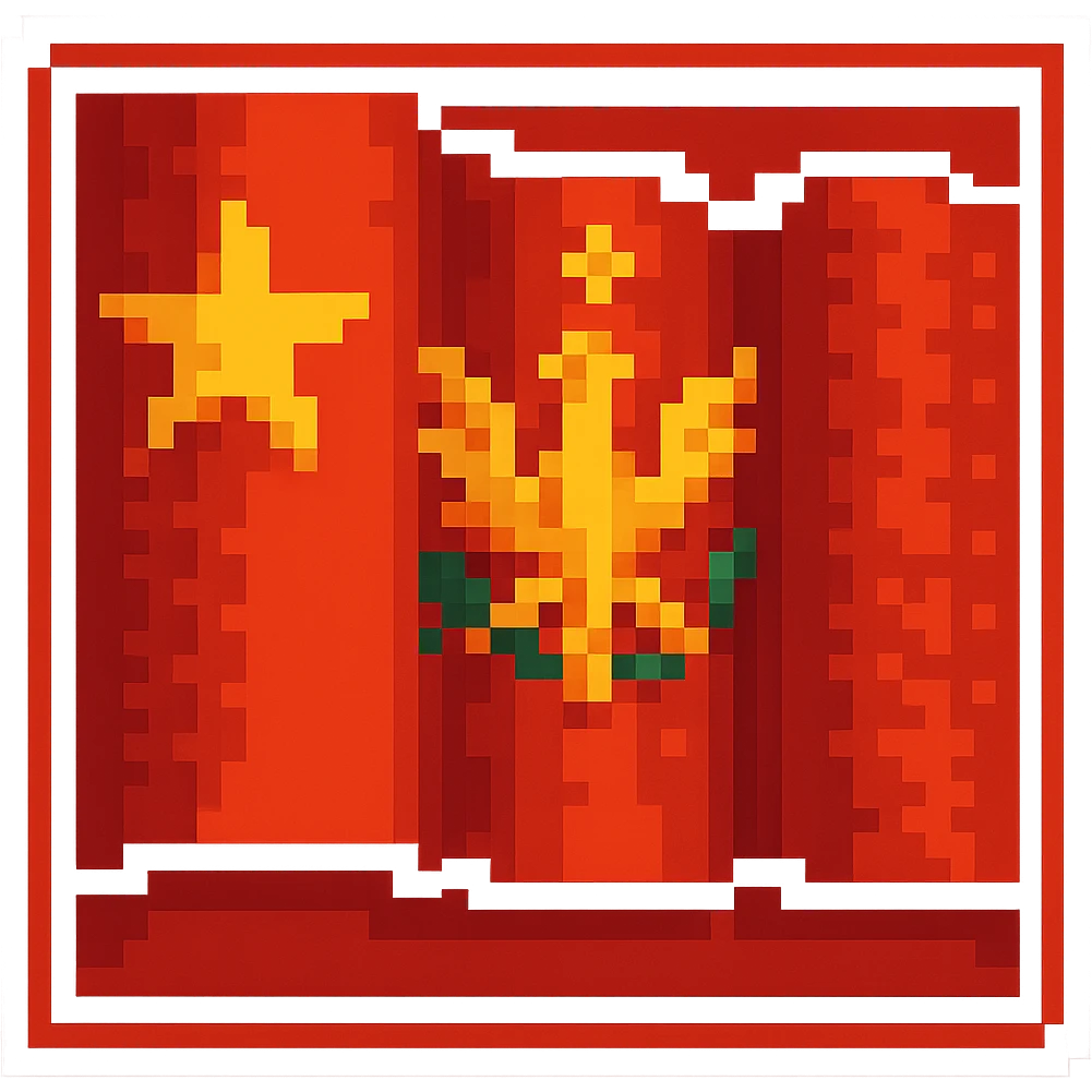Soviet Union flag in pixel art style with a star, a border, and a gradient emoji