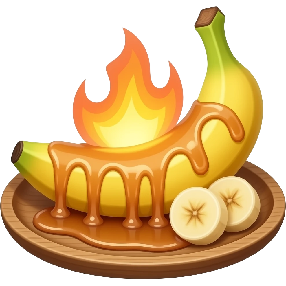 flambéed banana-and-caramel dessert emoji