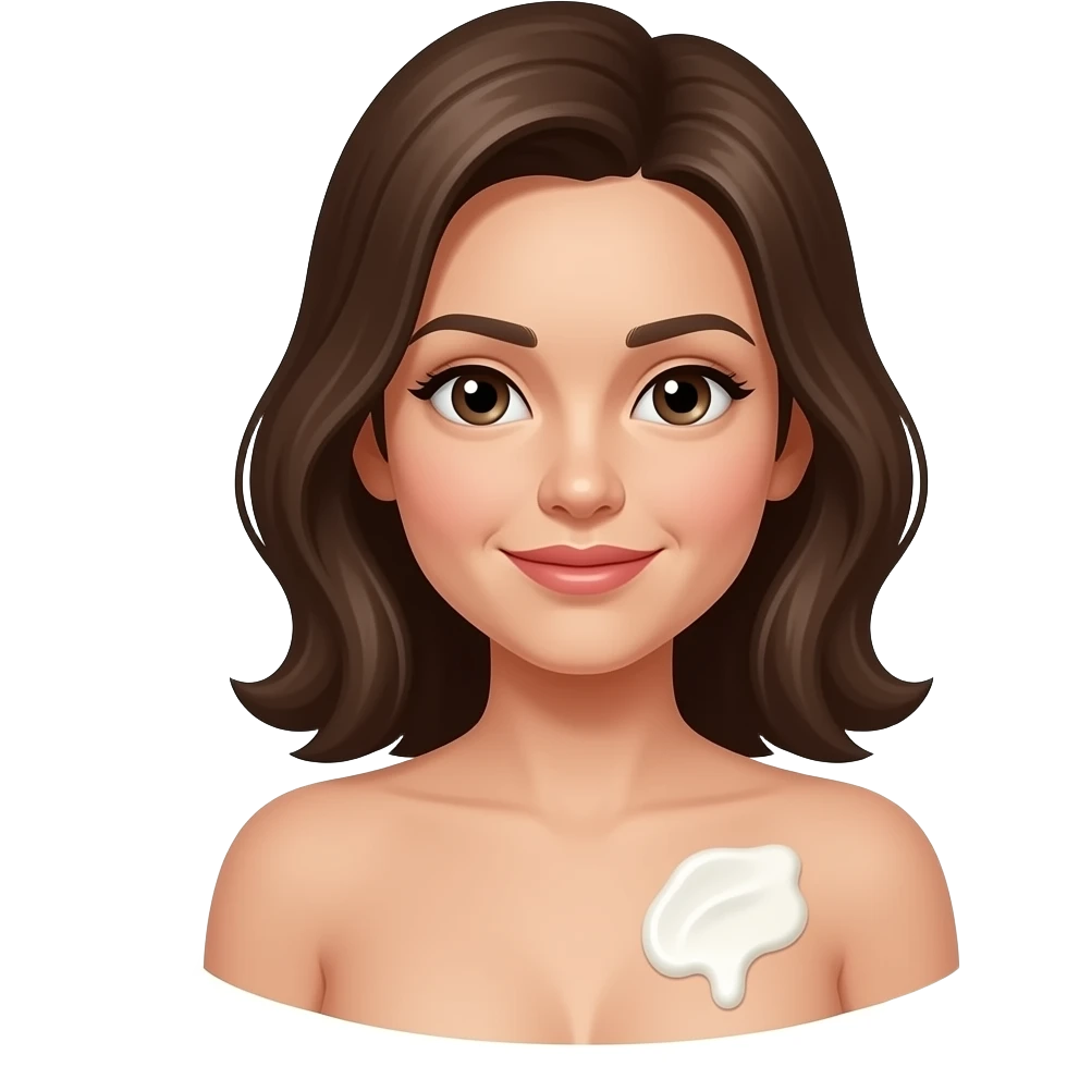 Yogurt spread on female chest emoji