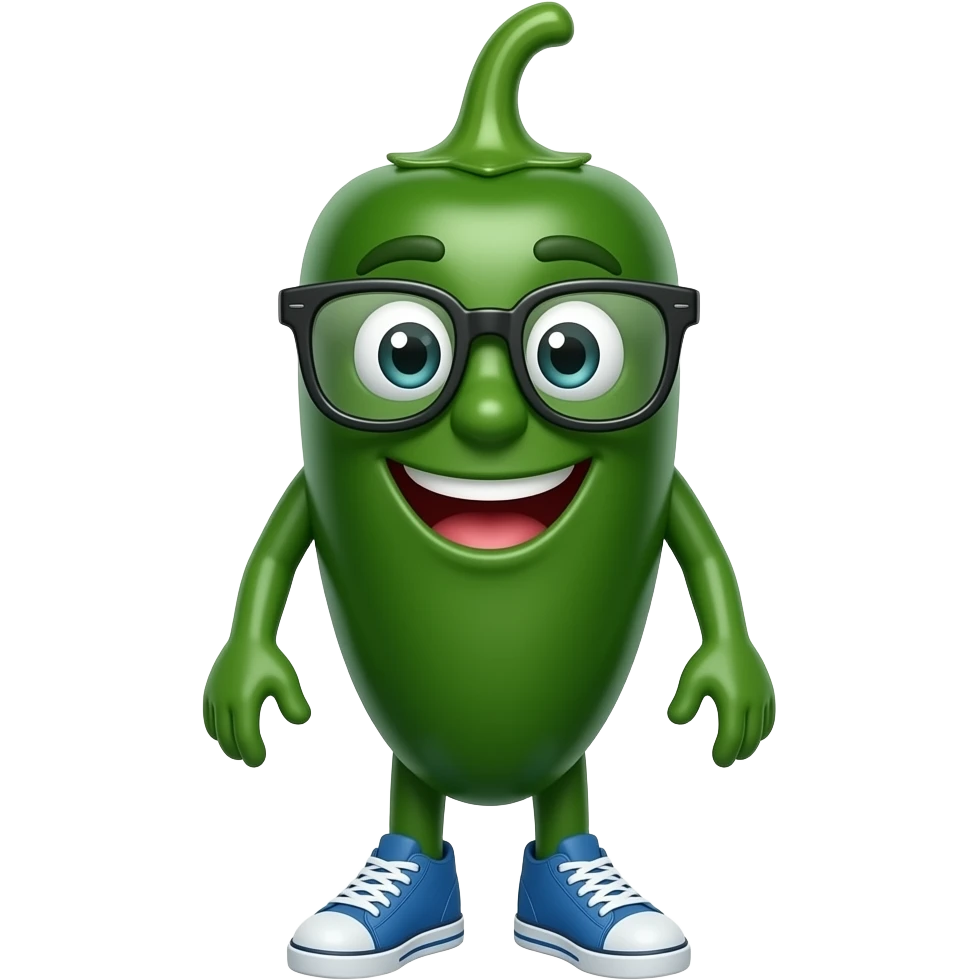 happy jalapeno with glasses and blue nikes emoji