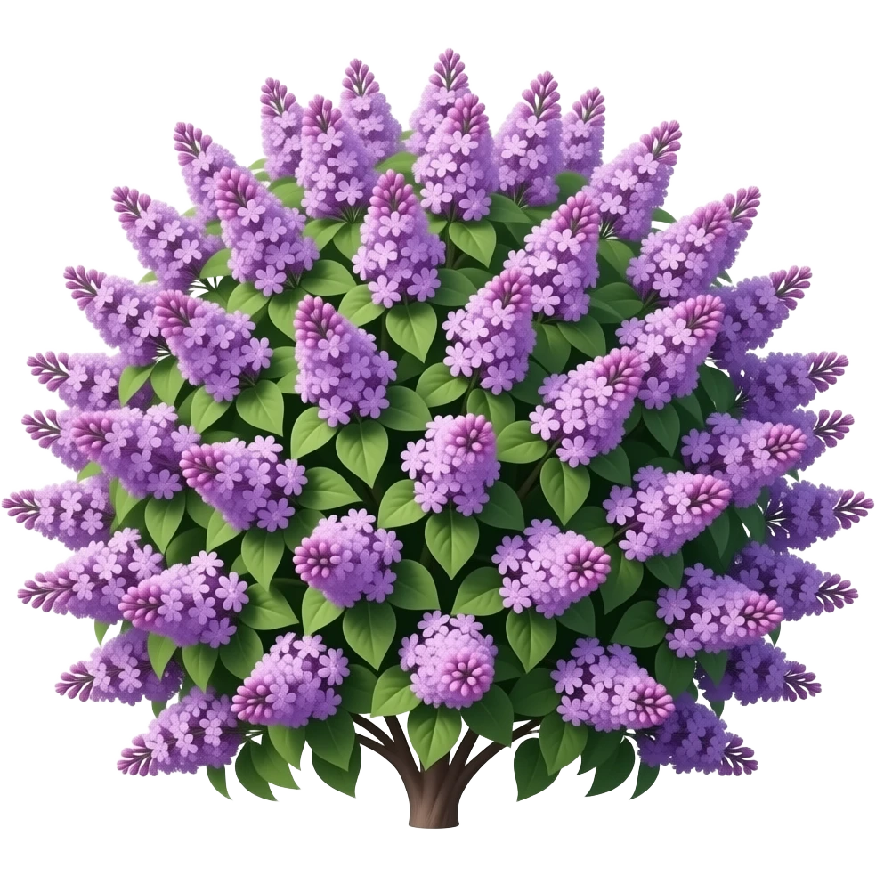 An incredibly beautiful, mirco-detailed hyperrealistic large size, very lush lilac bush, in different shades of light and darker lavender purples, with realistic green leaves, still life render, 4k hd professional quailty for printing, 600 dpi, 3000x3000 pixels, no emoji icons no emoji faces  emoji