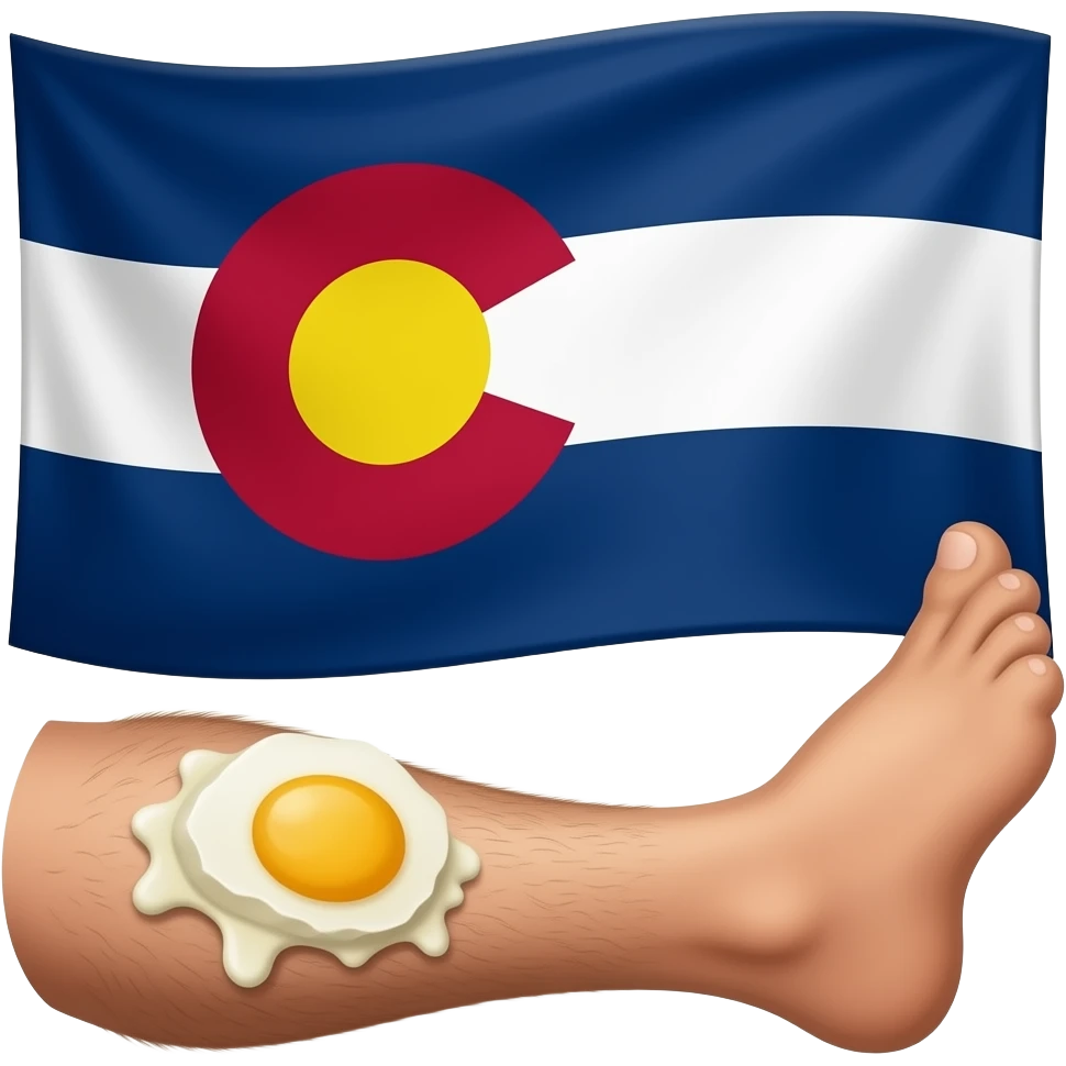 flag of colorado eating a mans leg stuffed with eggs emoji