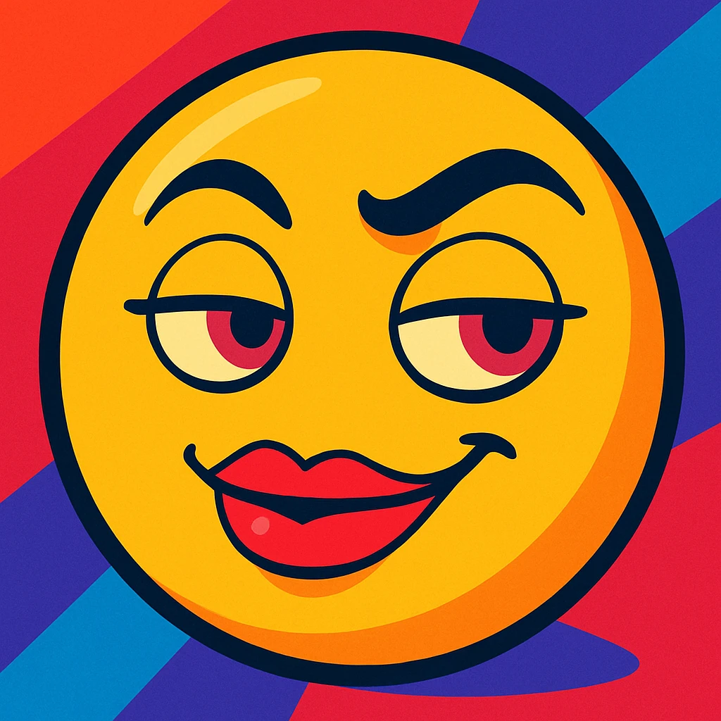 sexy, hot, goodlooking emoji face, smirking, raised eyebrow emoji
