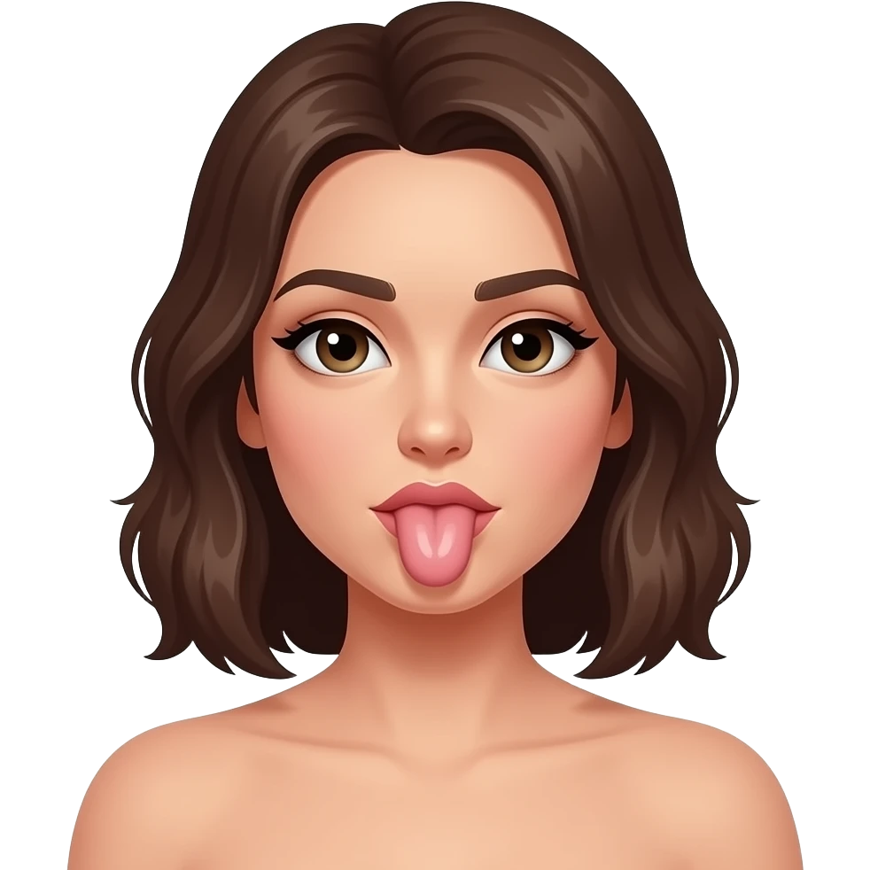 A naked woman sucking a dick emoji