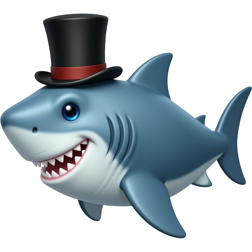 Shark with a top hat emoji
