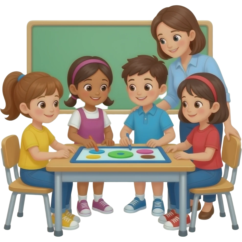 Touch and learn activity desk classroom Children and teachers emoji