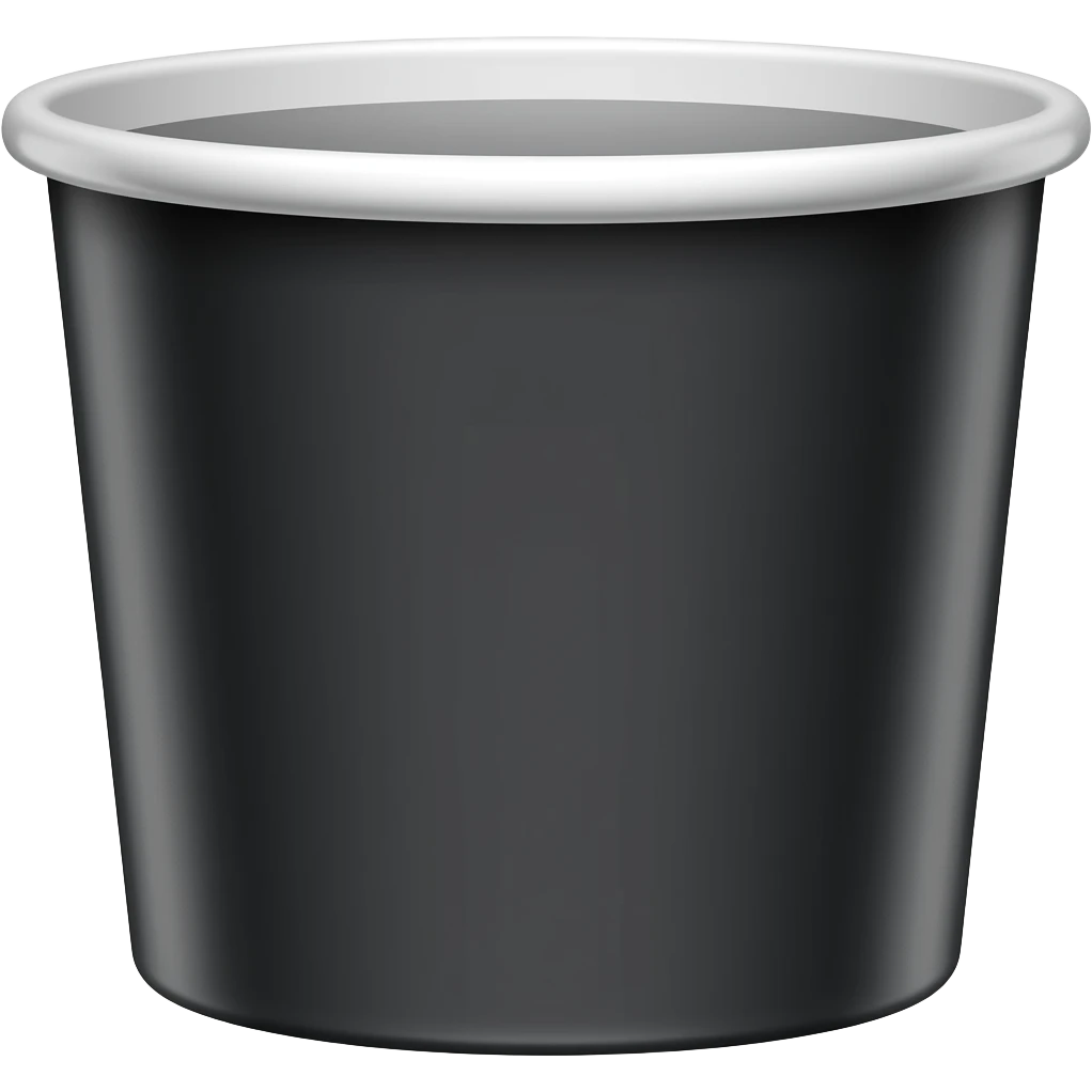 copo descartável grande preto com a borda branca emoji