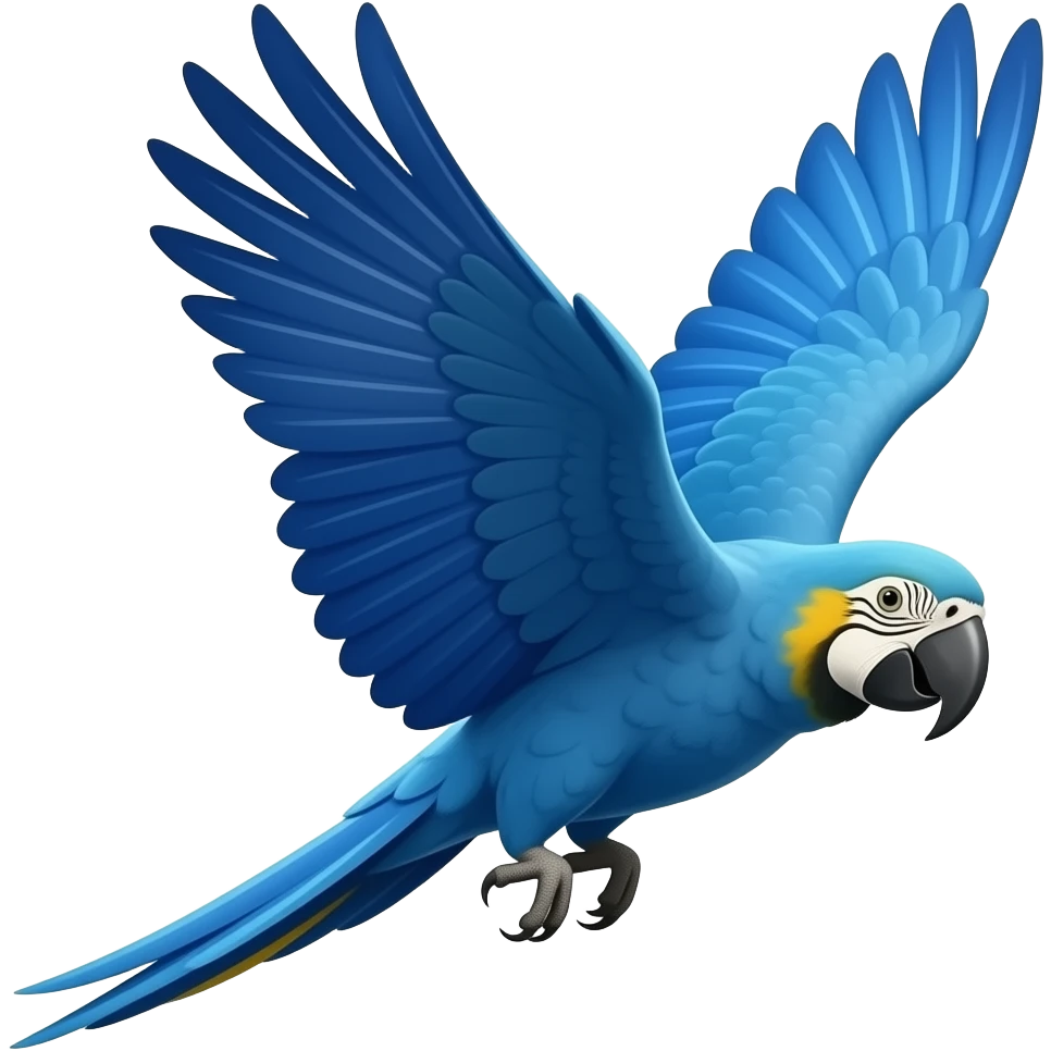 Arara azul voando realista emoji