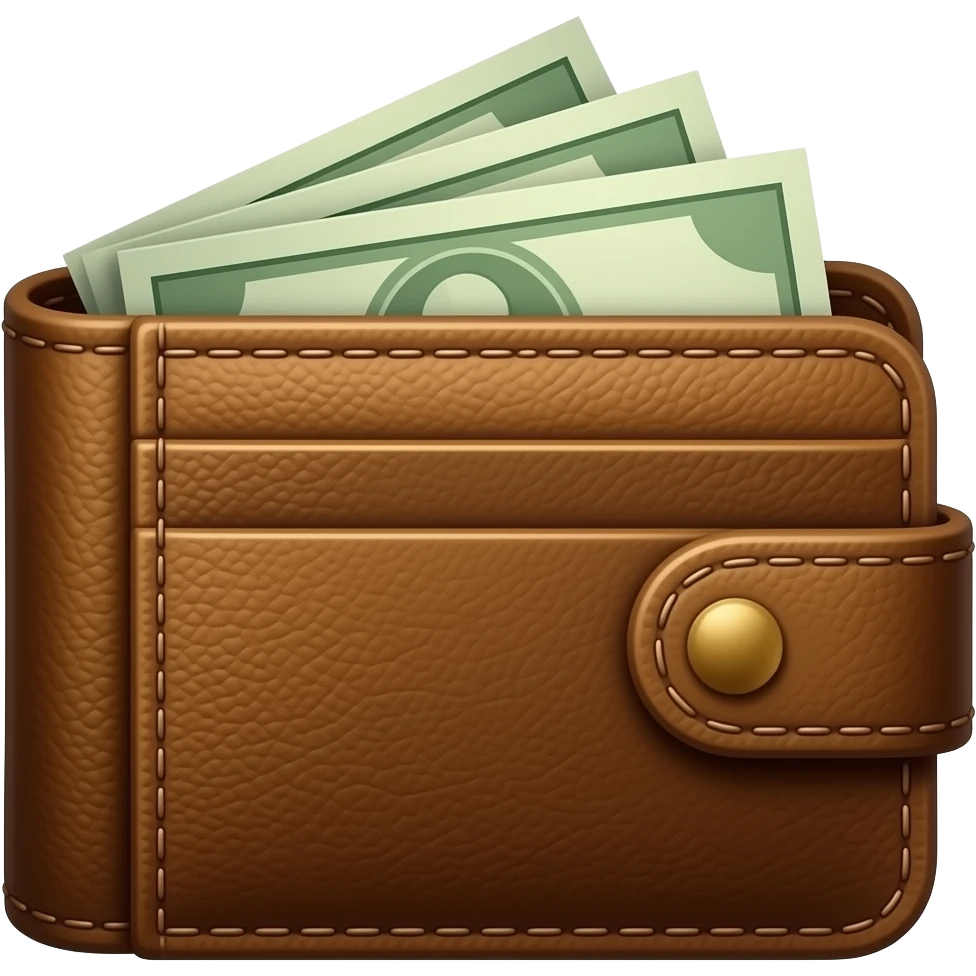 A wallet containing some bills emoji