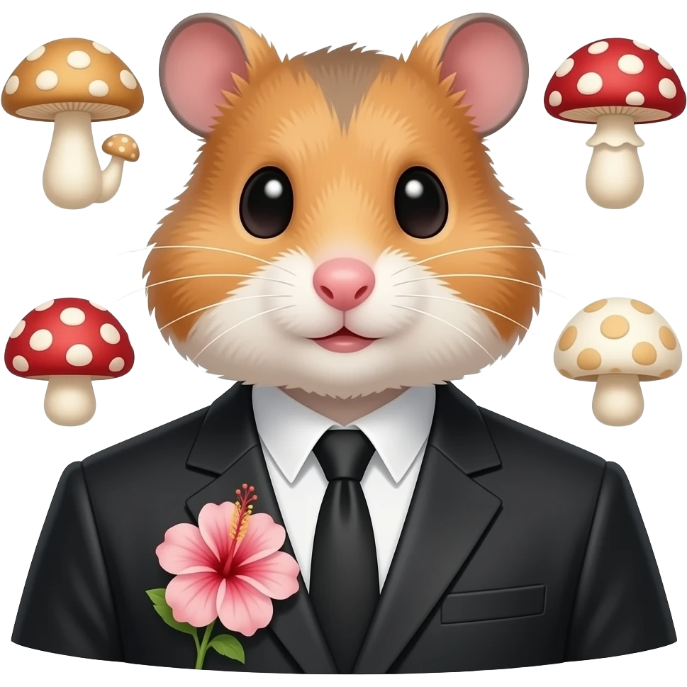 Черная одежда, грибы, безликие люди, хомяк, гибискус emoji