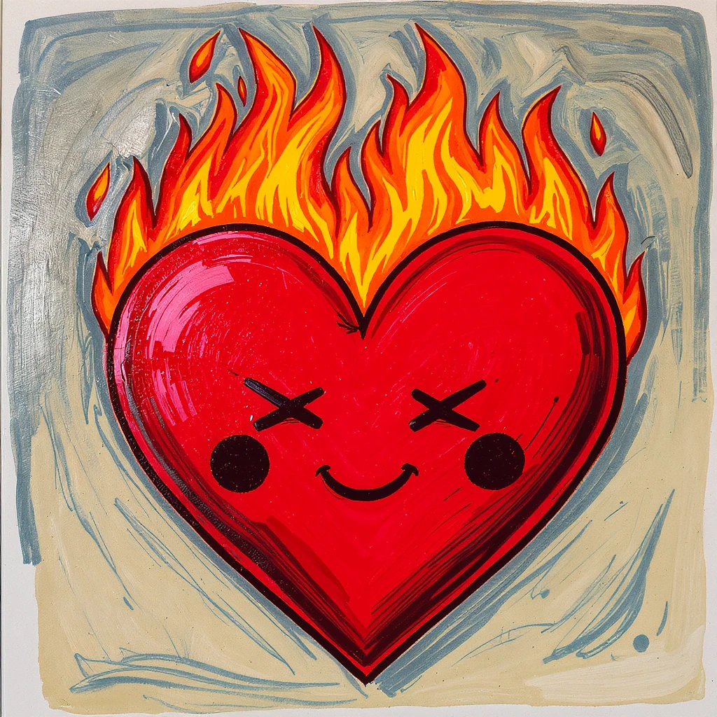 emo heart with flames emoji