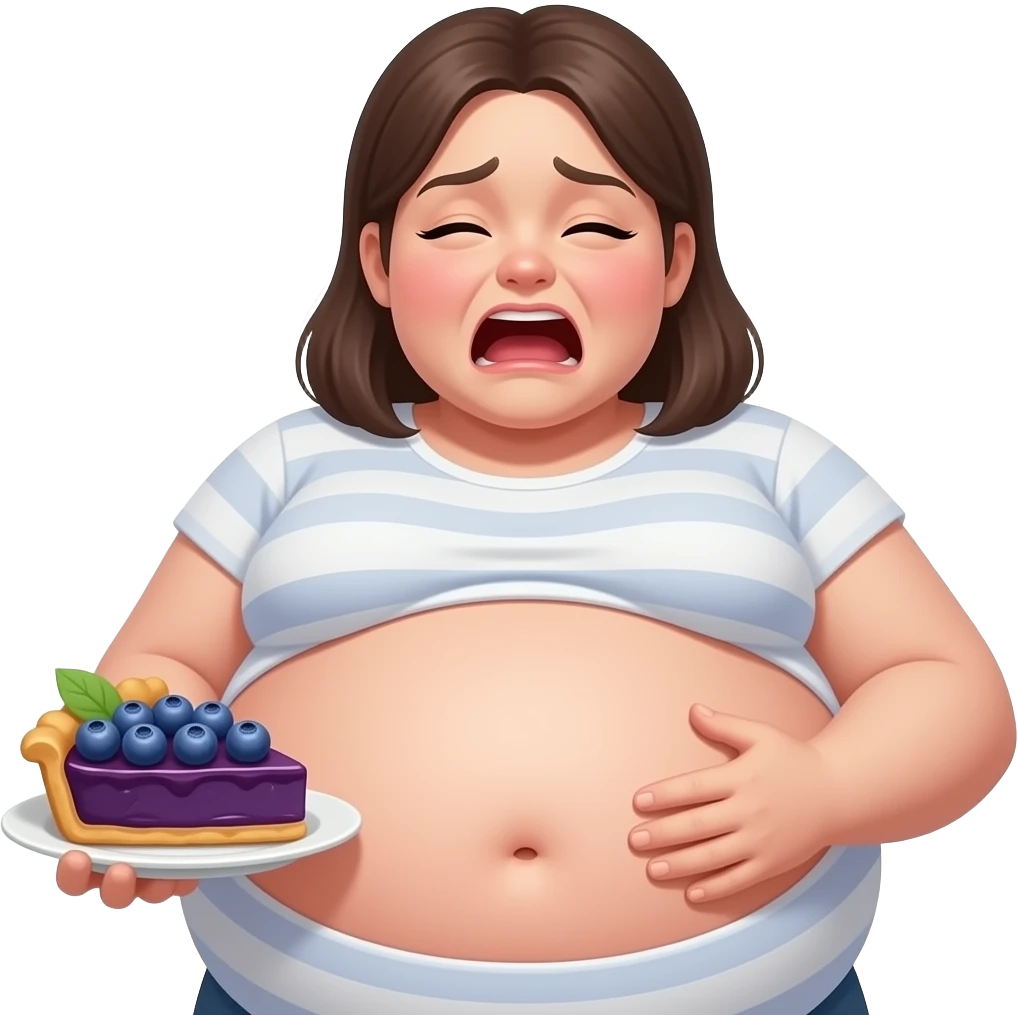 Girl got hugely fat after eating a magical inflation blueberry pie,then her giant stomach groans saying I am so full,some soft tickles for that cute bellybutton. emoji