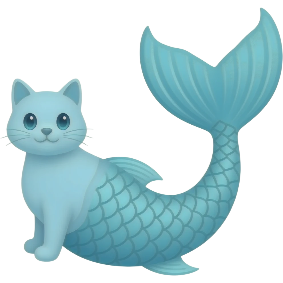 long #B8FFFF mermaid tail with a cat shaped bulge emoji