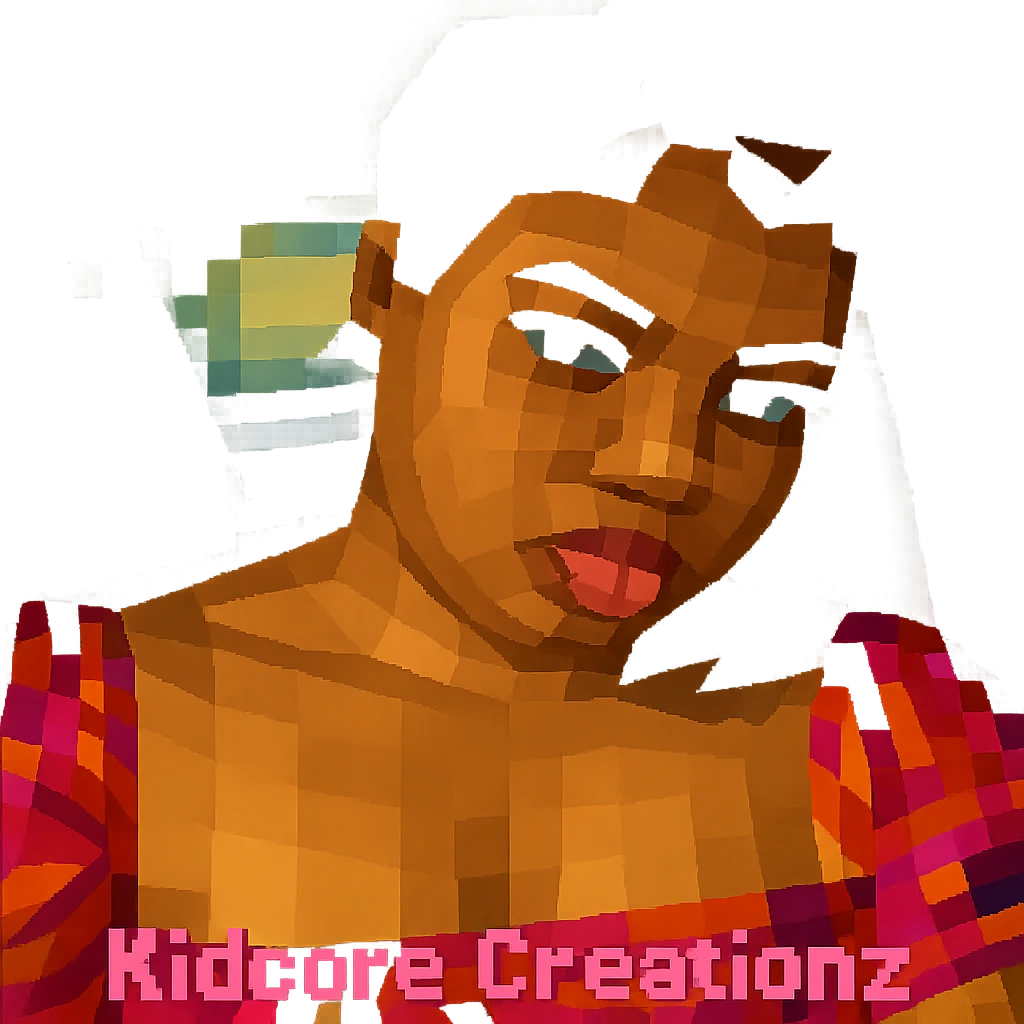 Add the word Kidcore Creationz in Pink emoji