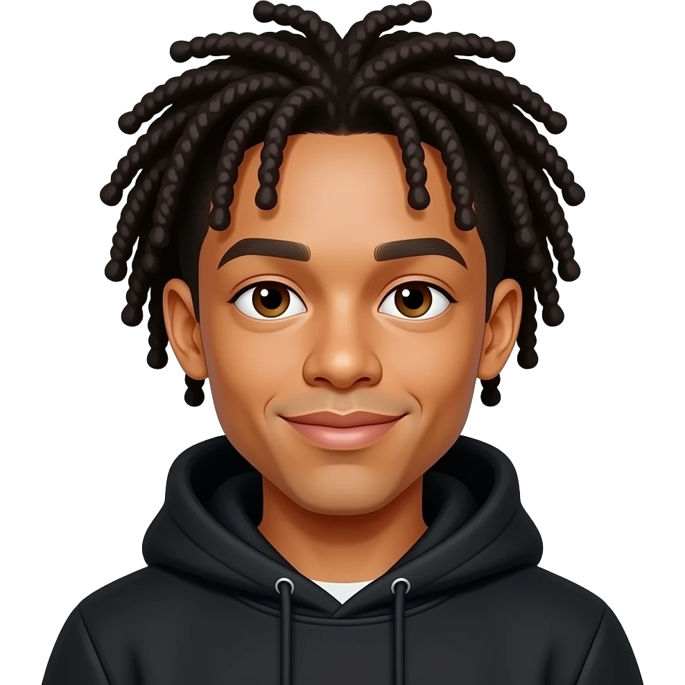 Jaden Smith in hoodie and dreadlock emoji