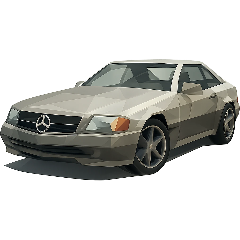 low-poly polygonal Mercedes coupe emoji