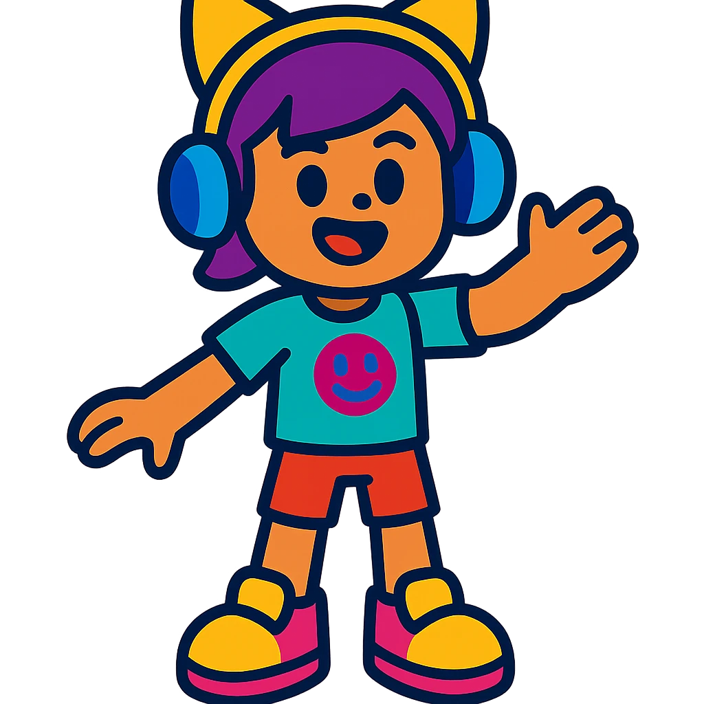 PK XD character, vibrant and playful, full body, colorful, cartoon style emoji