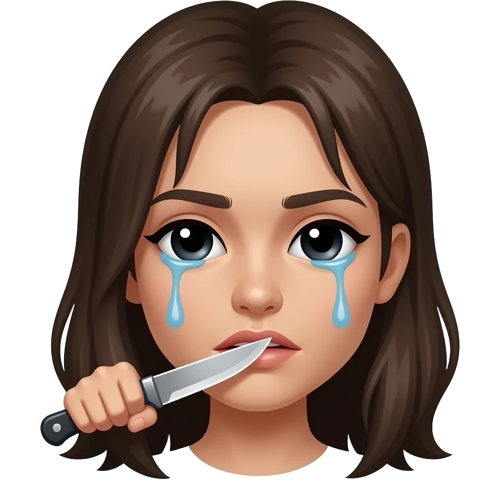 Face dark like shadows tears with knife about to kill theirseld emoji