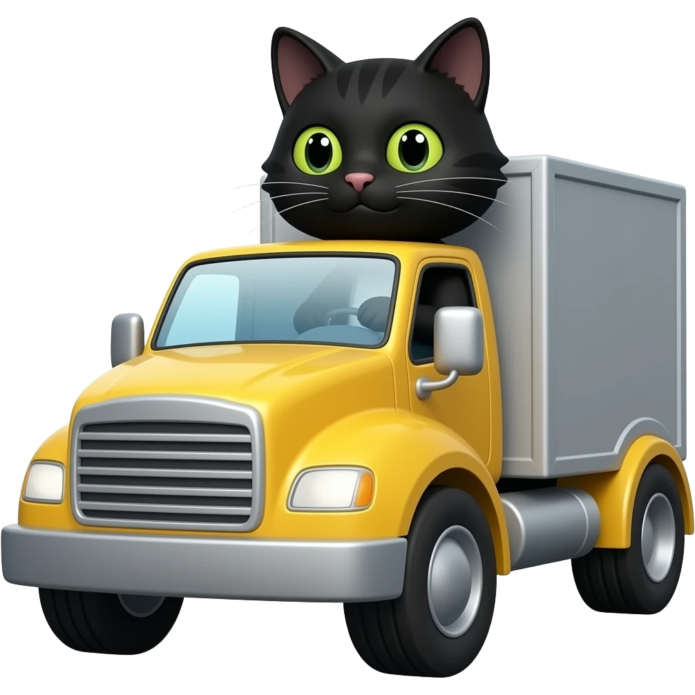 black cat driving truck emoji