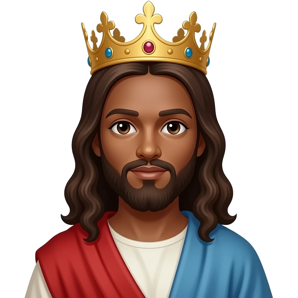African American Jesus Christ wearing tunic and a crown on his head emoji