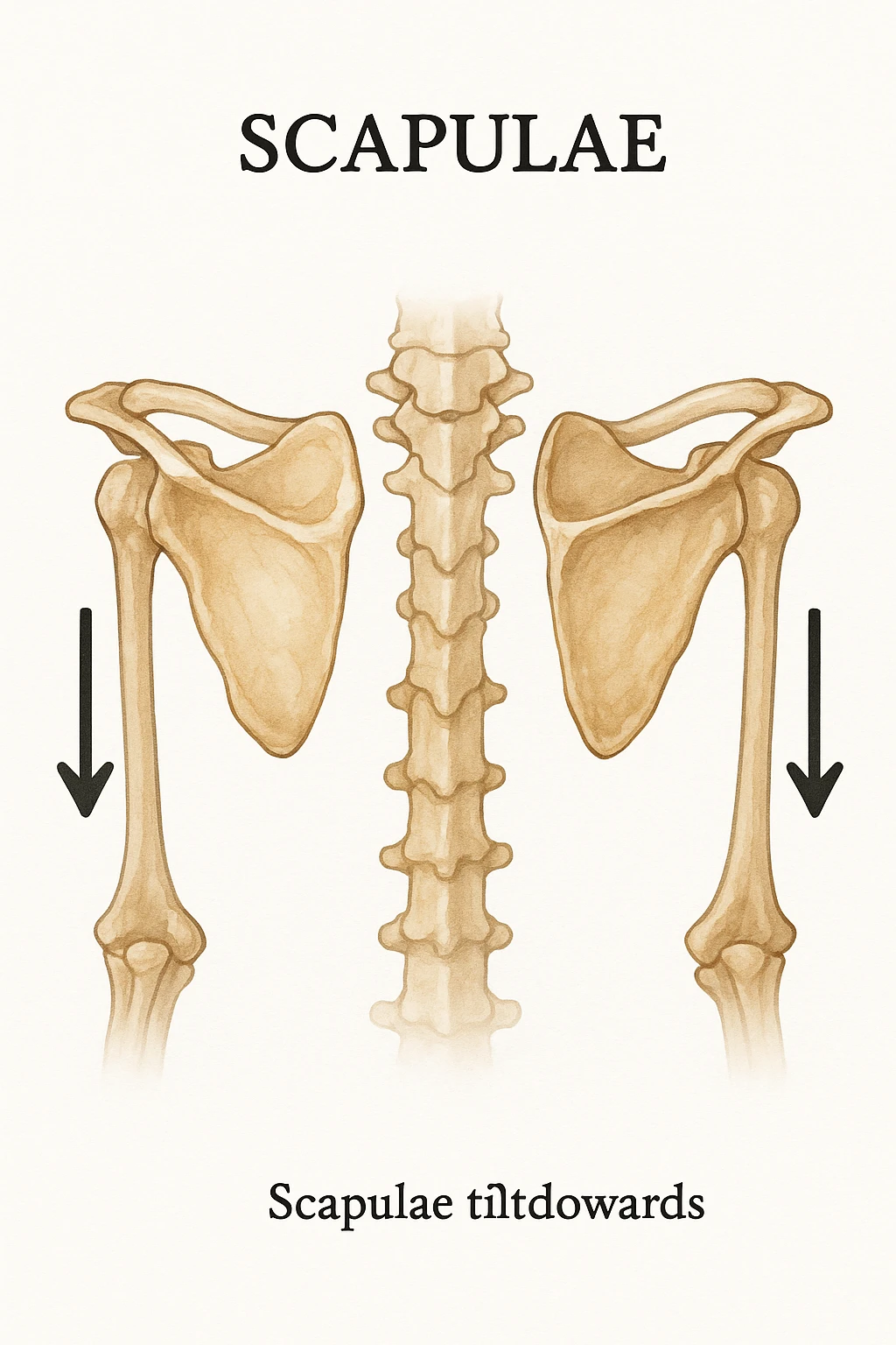 Scapole che vanno in giù depresse, viste anatomicamente. Fallo capire magari con frecce in basso emoji