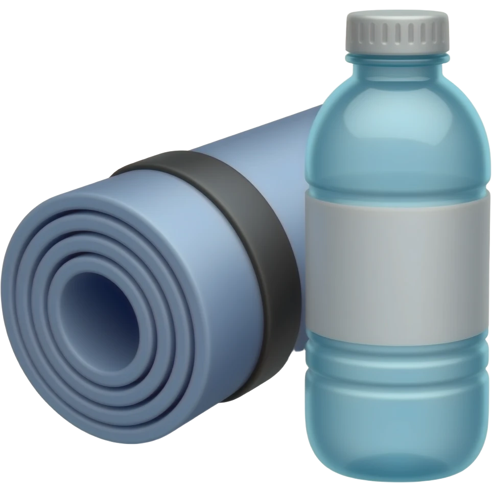 yoga mat and water bottle emoji