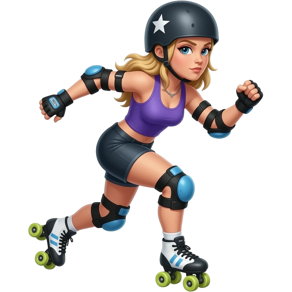 Rollerderby jammer. And in skate style. Like cool and hip (a typical butch). And more in action. And with the star on the head. emoji