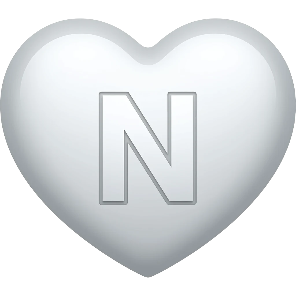 White heart with an N in the middle emoji