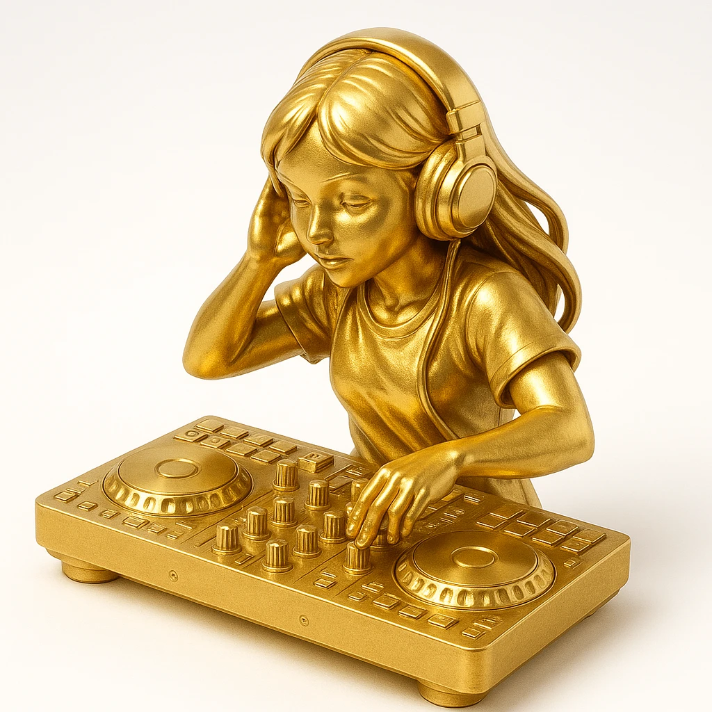 girl playing DJ set emoji