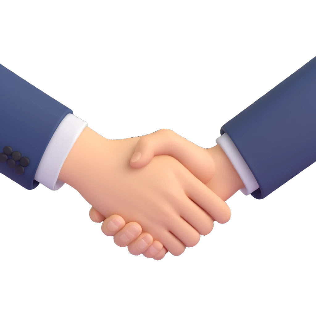 A handshake, gratitude emoji