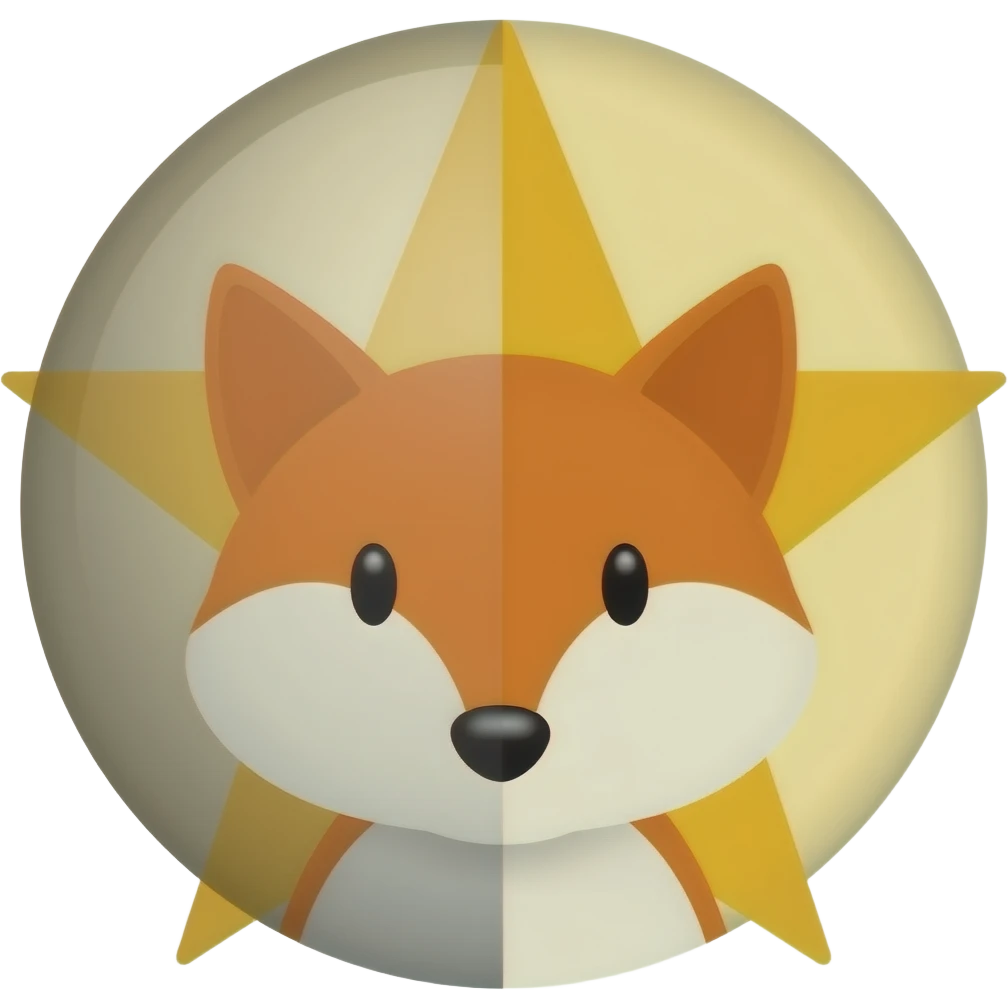 La mitad que sea una estrella y la otra mitad un zorro que el zorro sea mas minimalista emoji