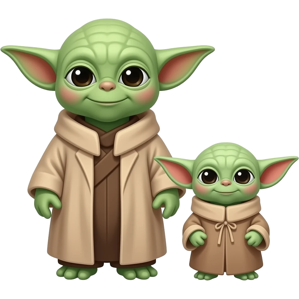 yoda adulte avec bébé yoda a coté debouts tous les 2 emoji
