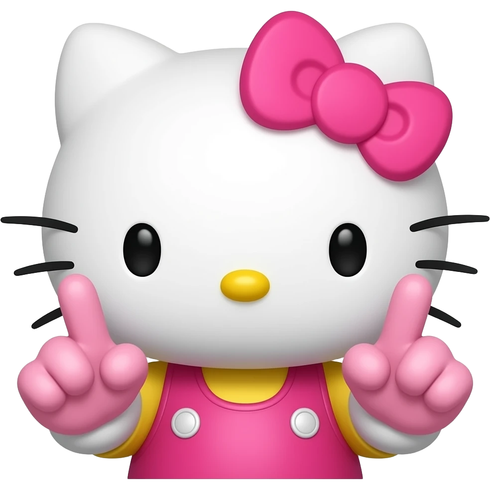 Hello Kitty is giving the middle finger (fuck) pink emoji