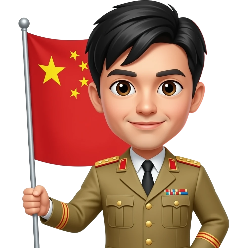 un chino con una bandera nazi emoji