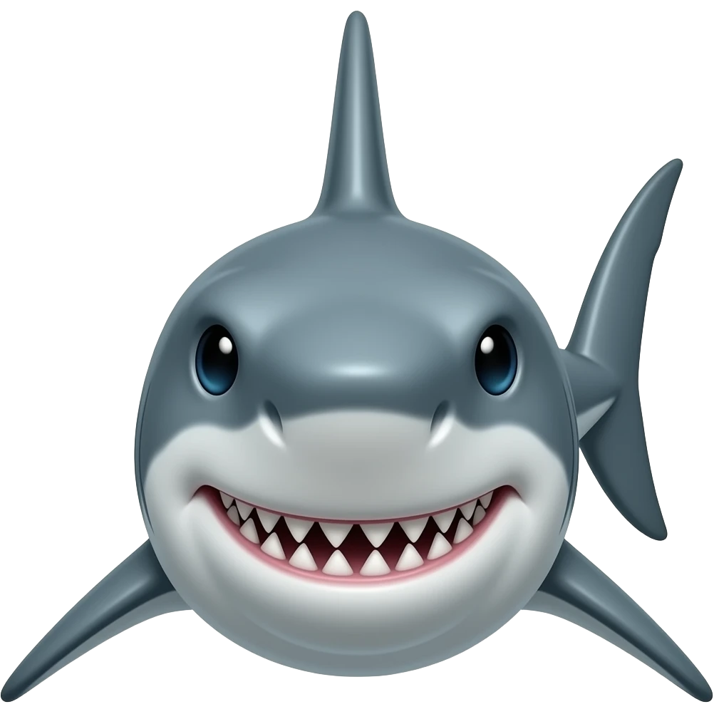 Tubarao agressivo,de frente ,n tao animado emoji